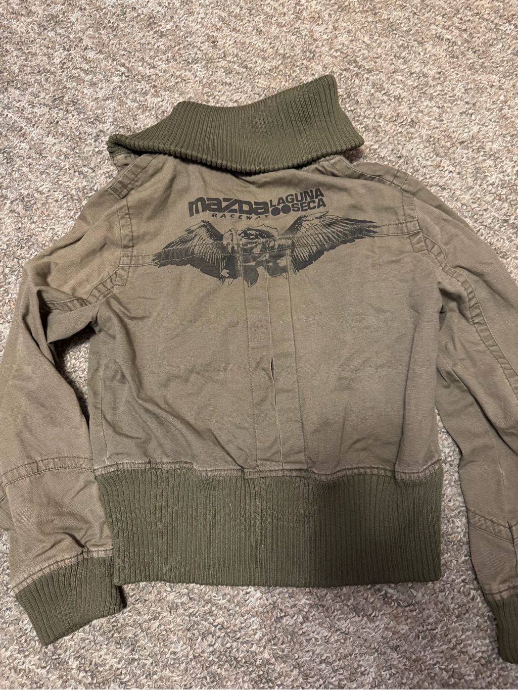 Mazda Raceway Laguna Seca Olive GreenBrown Bomber Jacket